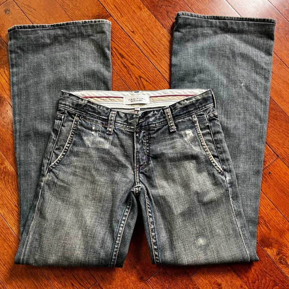 🎈 sale Habitual by Tory Burch Jeans Felix Made in USA Blue Bootcut As new - Picture 1 of 3